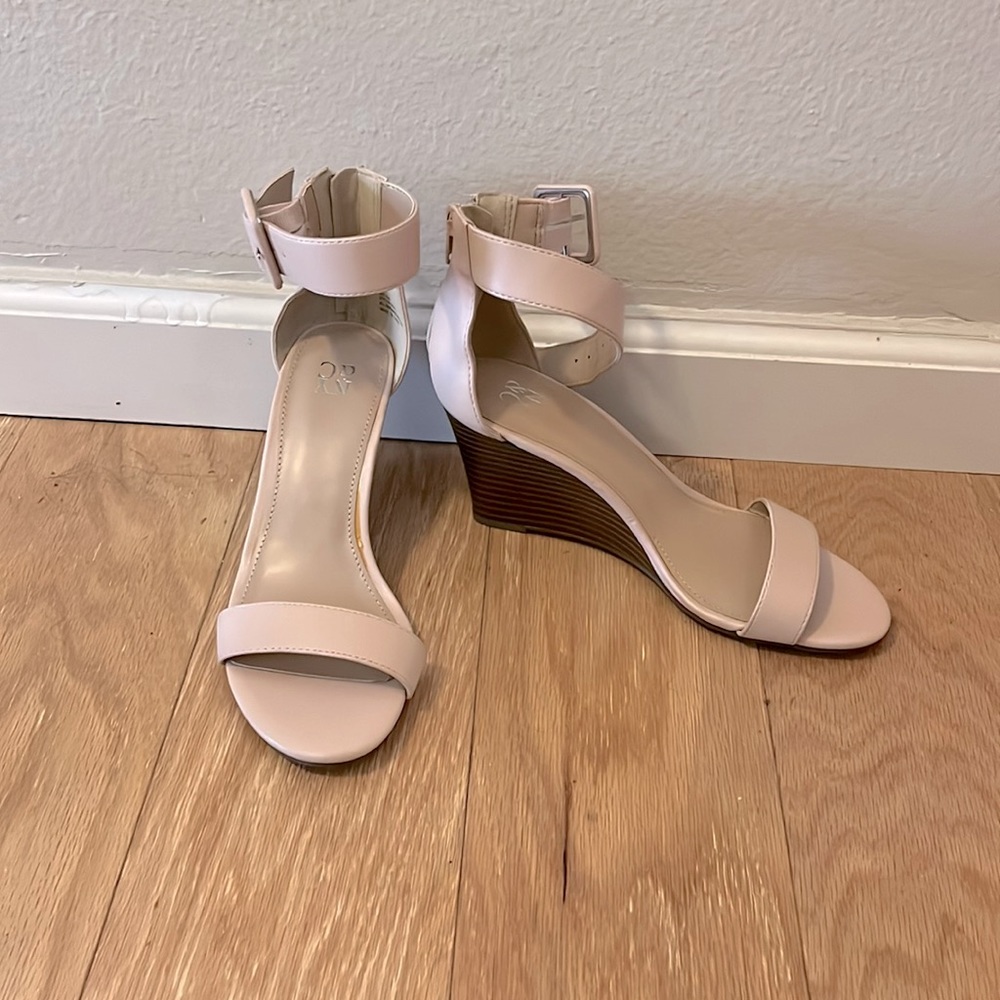 New Wedge Ankle strapped heels cream color